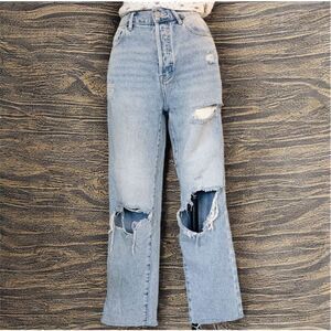 PacSun Light Denim Distressed High Rise Straight Jeans 26